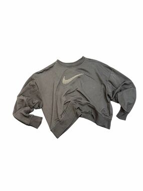 Nike Women’s Charcoal Gray Cropped Sweatshirt with Metallic Swoosh